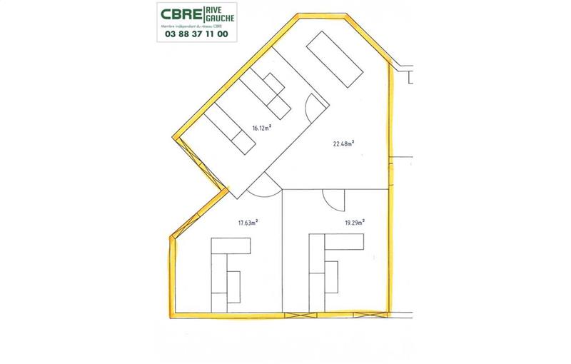 Location de bureau de 335 m² à Oberhausbergen - 67205 plan - 1