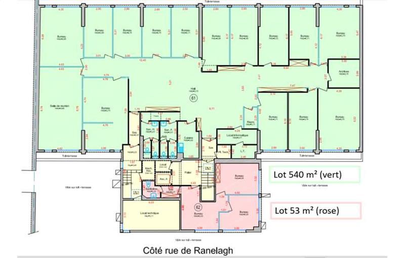 Location de bureau de 540 m² à Paris 16 - 75016 plan - 1